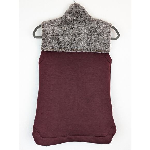 North Face Vest Hybrination Thermal Faux Fur Fall Winter Burgundy Gray Size XS - Picture 8 of 14